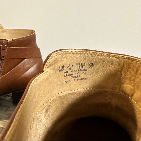 Naturalizer SOUL Faux Leather Zip-Up Ankle Booties Boots Heel - Brown - Picture 2 of 3